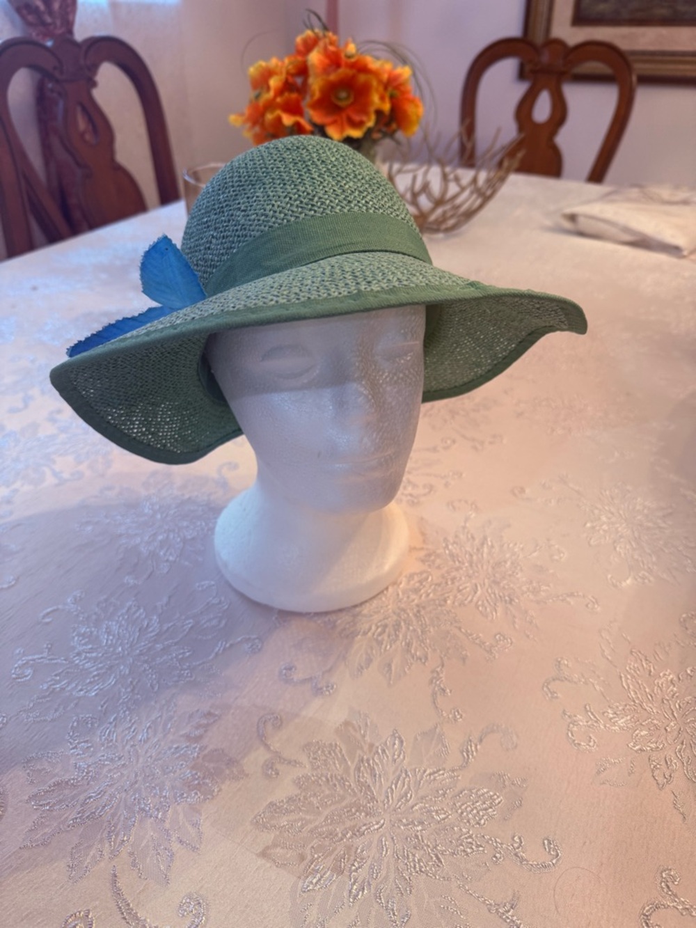 Classic Wide-Brim Straw Sun Hat - Green
